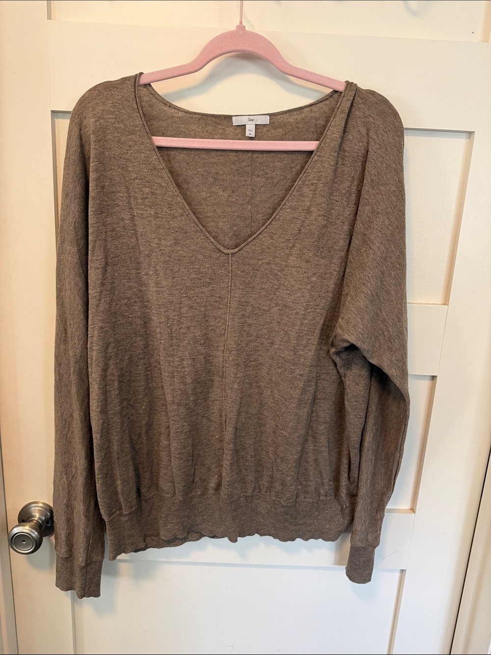 GAP Taupe V-Neck Women's Sweater